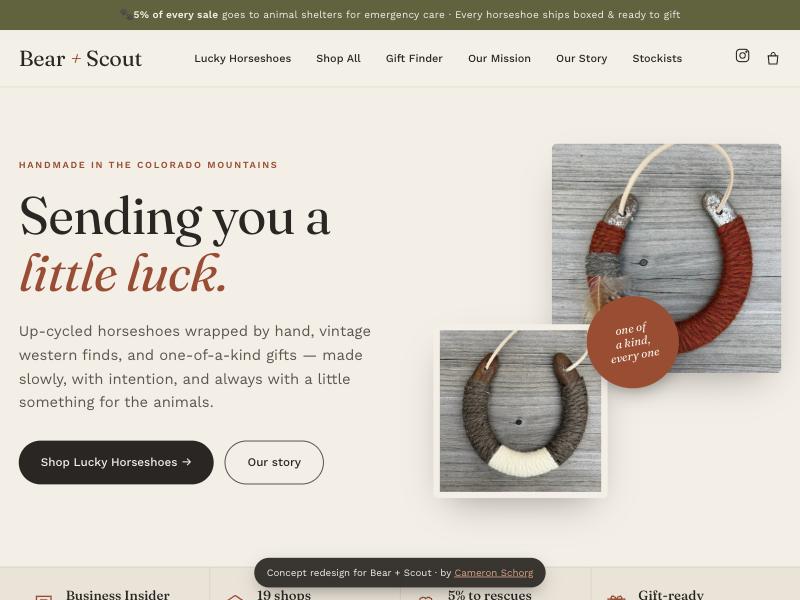 Bear+Scout redesign concept homepage